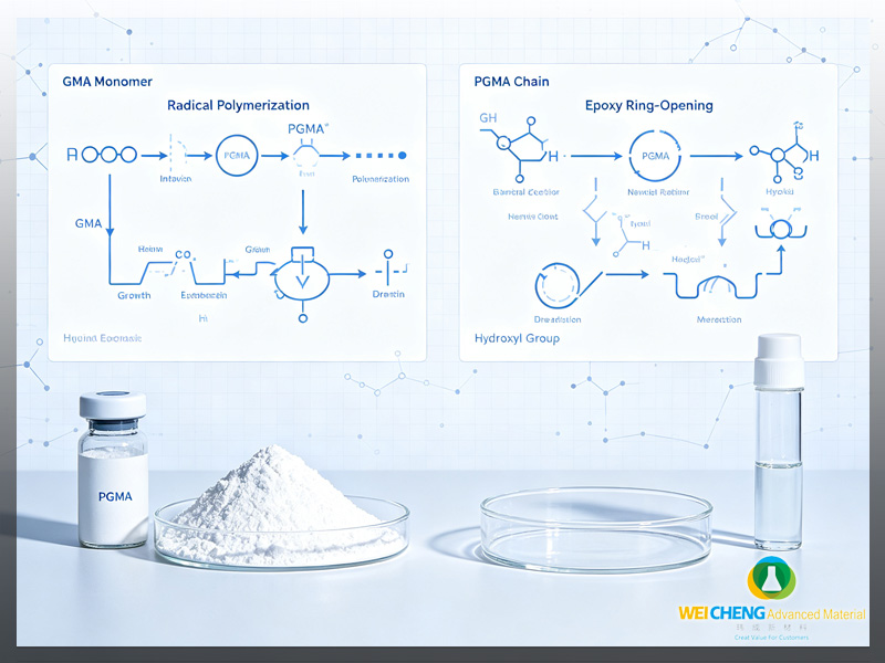 Poly(glycidyl methacrylate) PGMA, radical polymerization and epoxy ring-opening reaction mechanism, Weicheng Advanced Material (Shandong) Co., Ltd