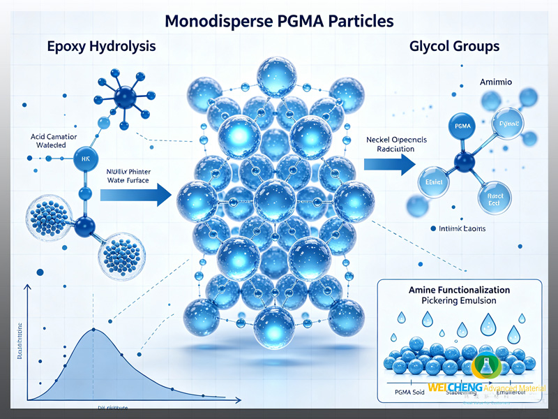 PGMA Micro‑Particles: Two‑Stage Dispersion Polymerization, Epoxy Ring‑Opening & Surface Functionalization